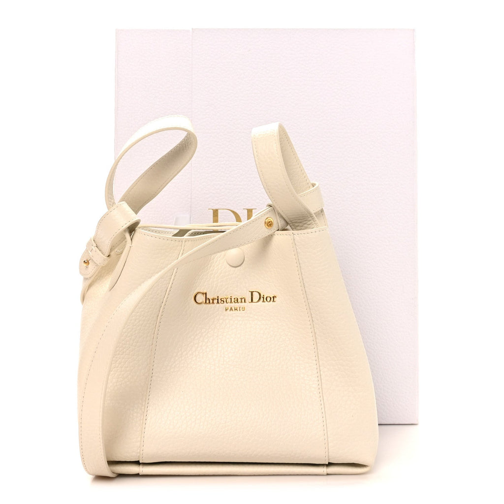Christian Dior Calfskin Medium Signature Bucket Bag Latte