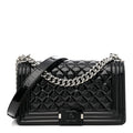 Chanel Patent Calfskin Quilted Medium Plexiglass Boy Flap Black