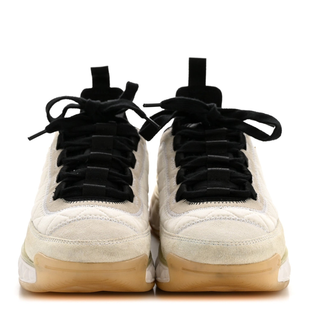 Fabric Suede Calfskin CC Sneakers 37.5 White Ivory
