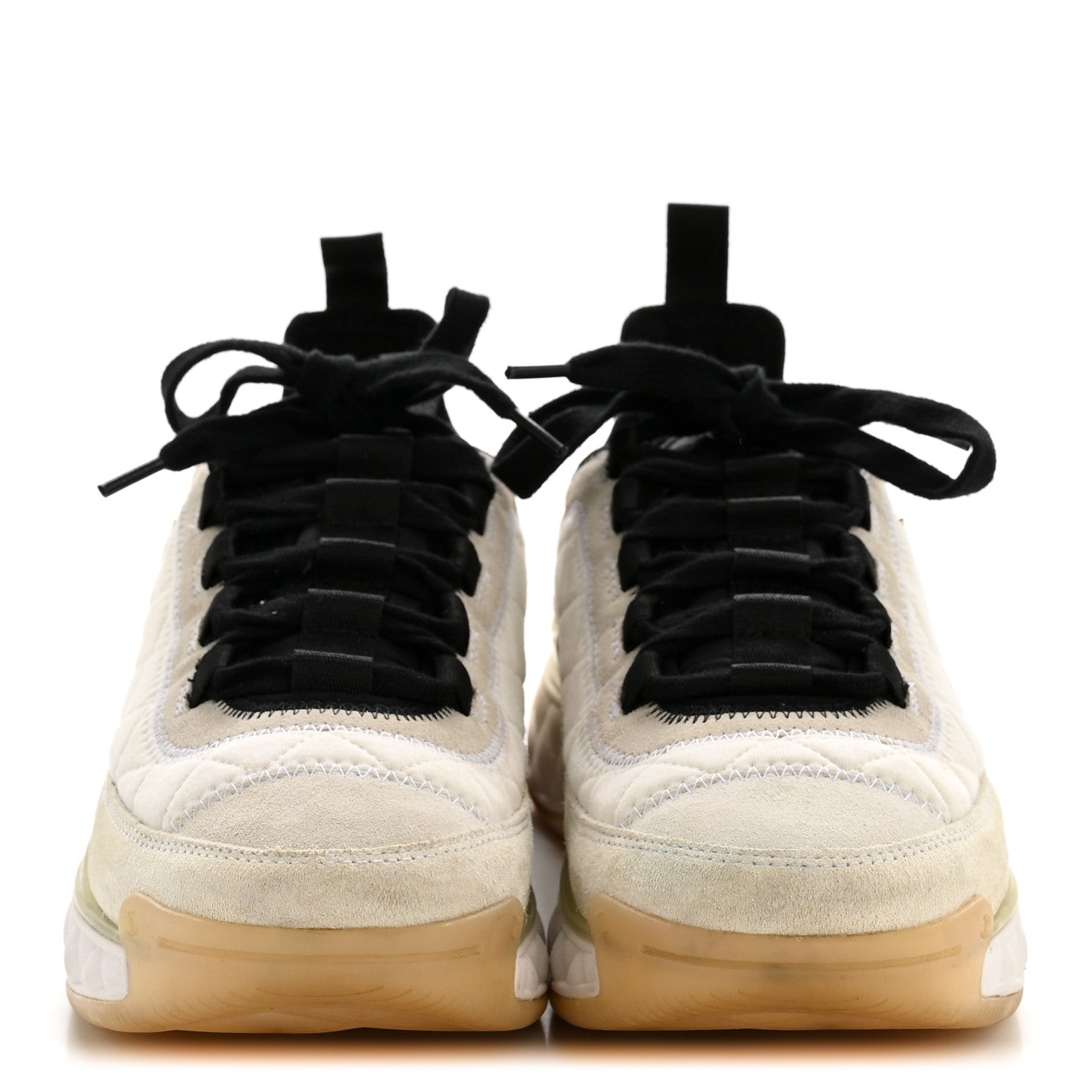 Fabric Suede Calfskin CC Sneakers 37.5 White Ivory