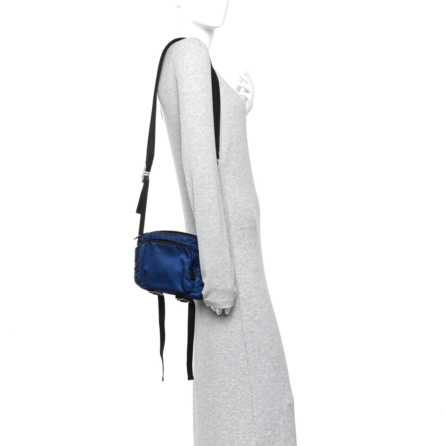 Prada Tessuto Nylon Montagna Messenger Bag  Blue Black