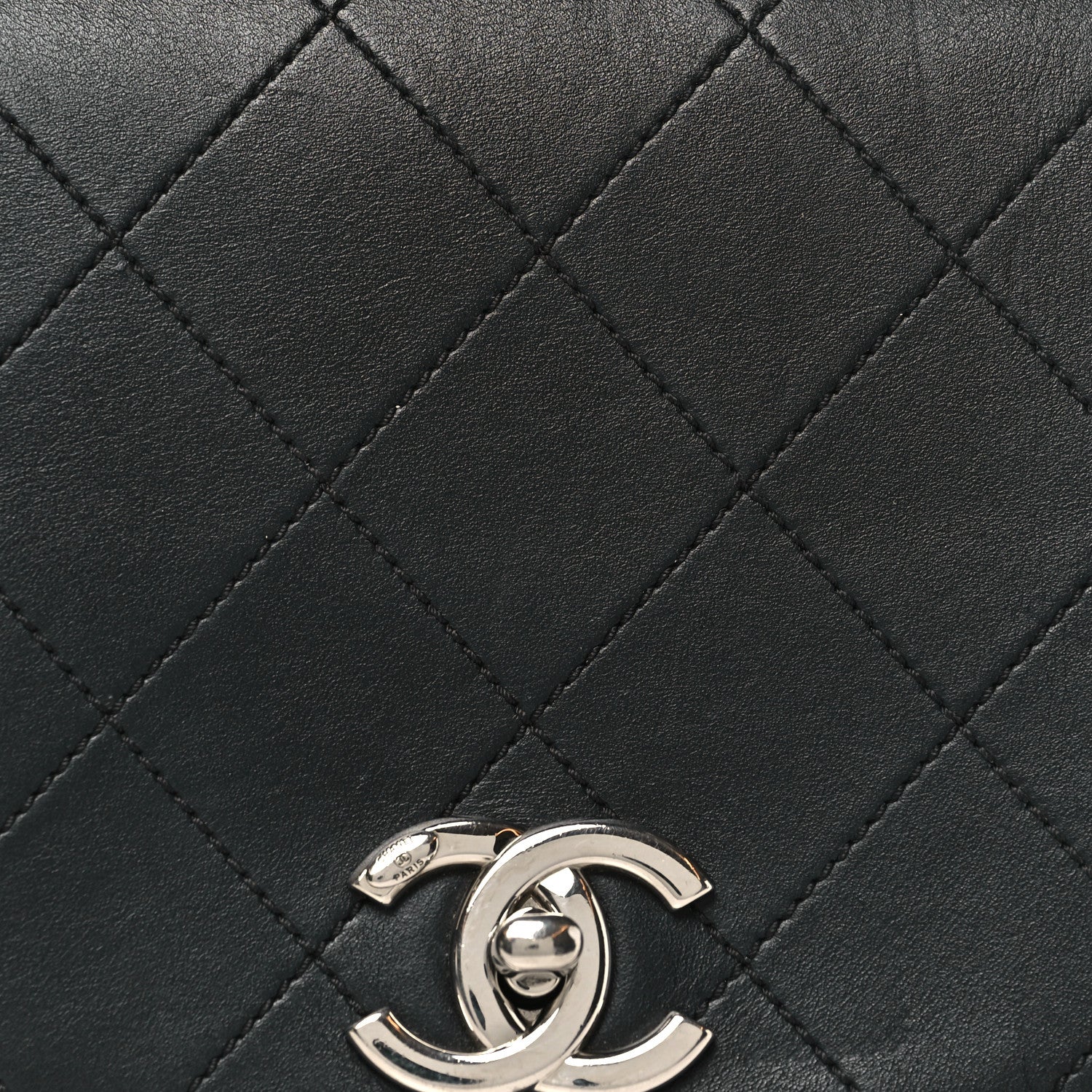 Chanel Calfskin Stitched Small Ring My Bag Flap Crossbody Bag Black