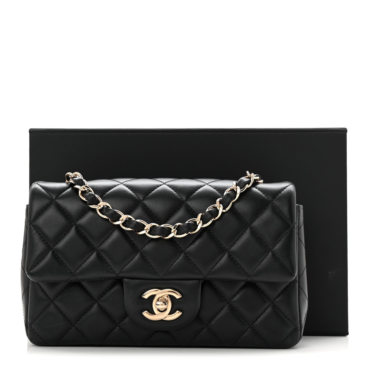 Chanel Lambskin Quilted Mini Rectangular Flap Black