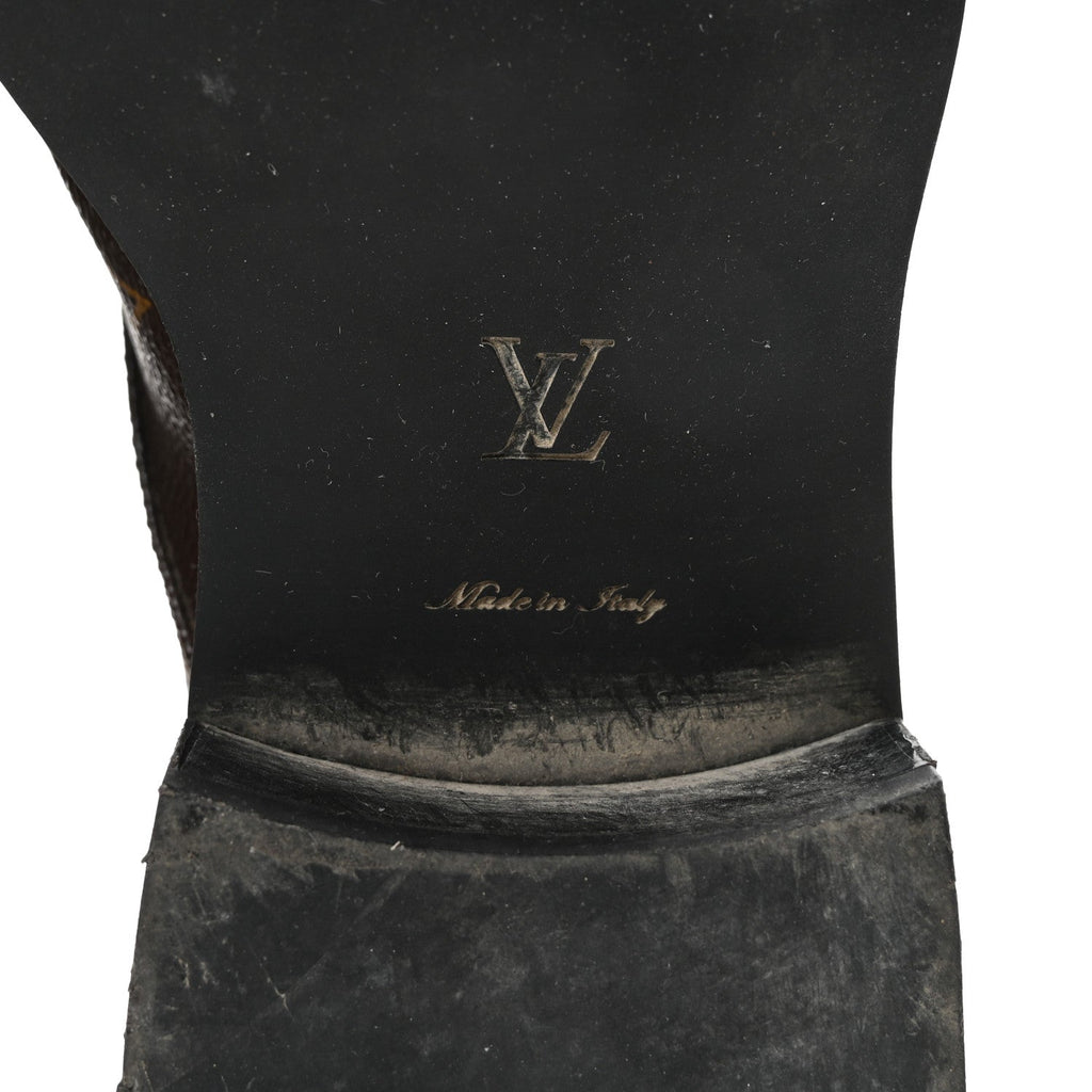Louis Vuitton Calfskin Monogram Wonderland Flat Ranger Boots 37 Black