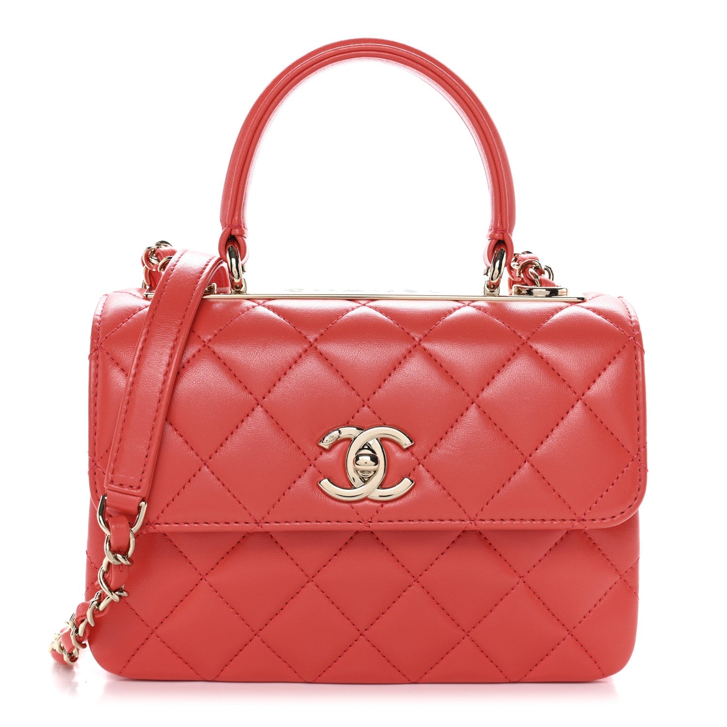Chanel Lambskin Quilted Small Trendy CC Flap Dual Handle Bag Orange