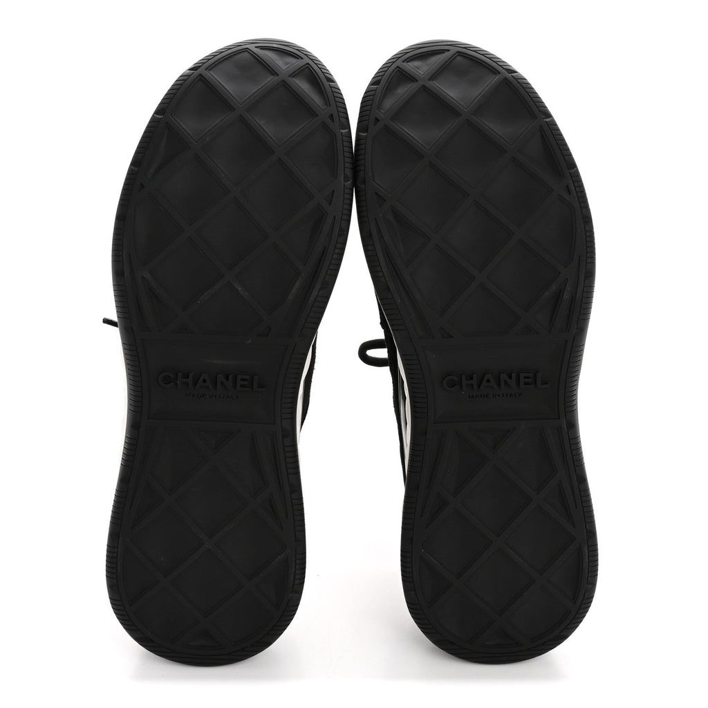 Chanel Suede Calfskin Nylon Grosgrain CC Sneakers 38 Black
