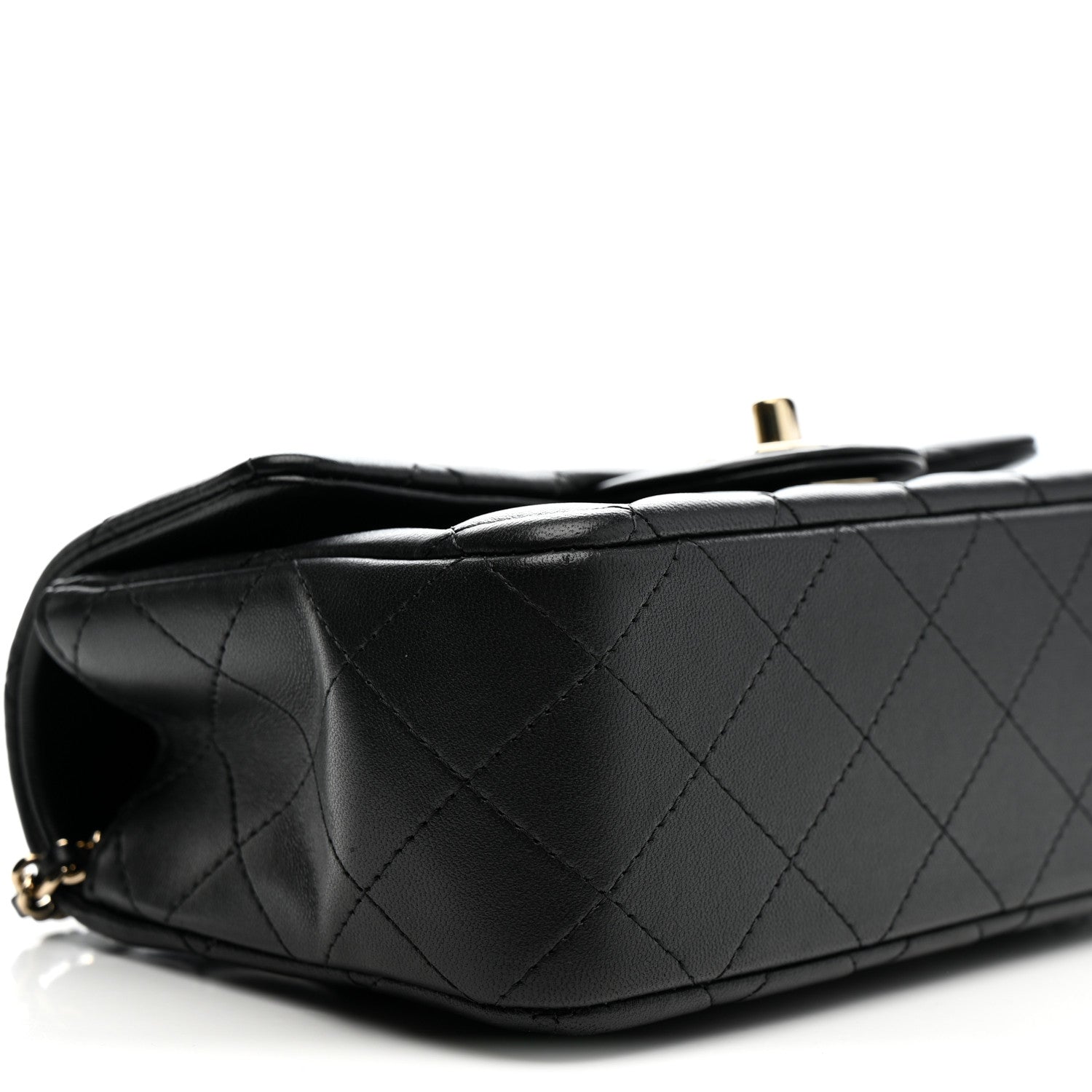 Chanel Lambskin Quilted Mini Top Handle Rectangular Flap Black