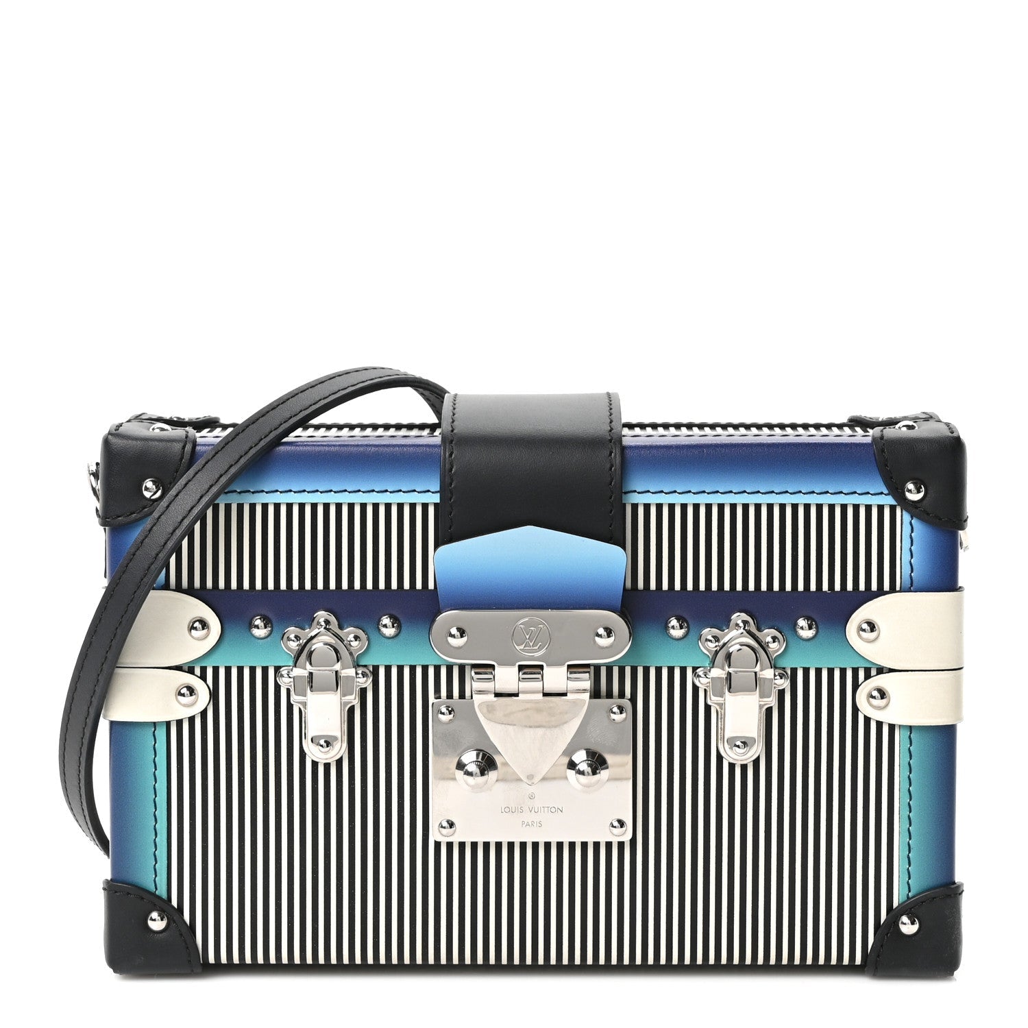 Louis Vuitton Calfskin Printed Petite Malle Blue