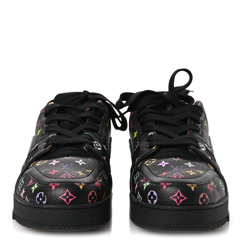 Louis Vuitton LV X TM Calfskin Monogram Multicolor Womens LV Trainer Sneakers 40 Black
