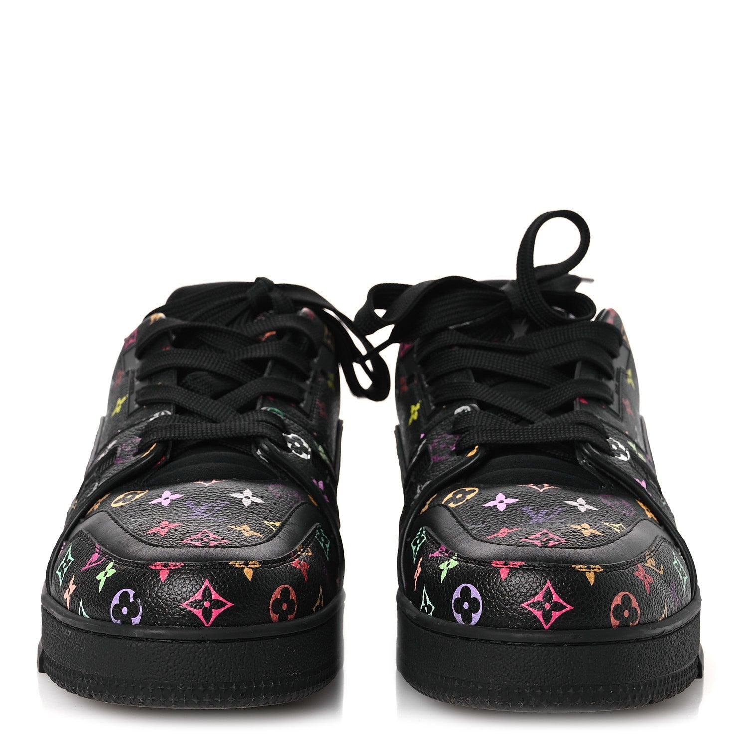 Louis Vuitton LV X TM Calfskin Monogram Multicolor Womens LV Trainer Sneakers 40 Black