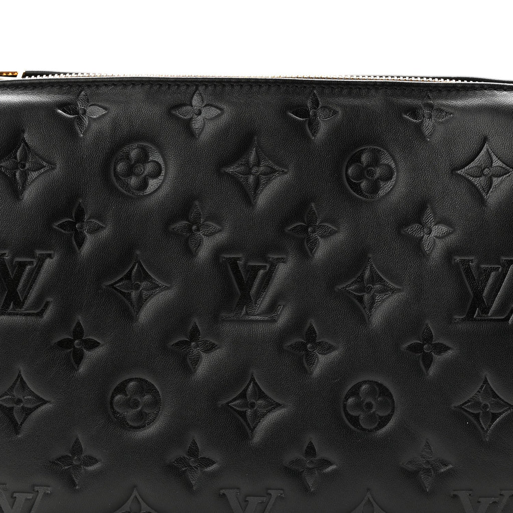 Louis Vuitton Lambskin Embossed Monogram Coussin PM Black