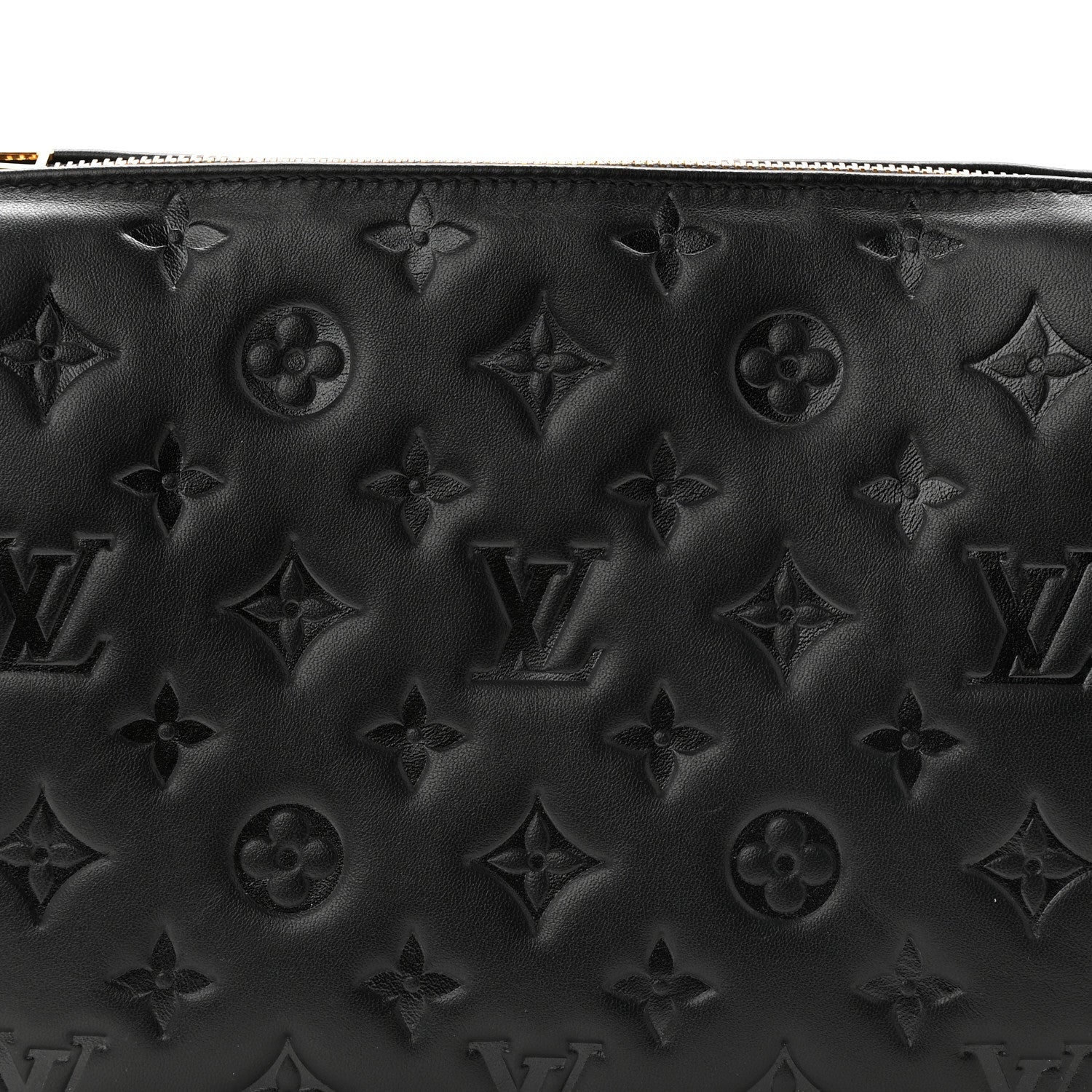 Louis Vuitton Lambskin Embossed Monogram Coussin PM Black