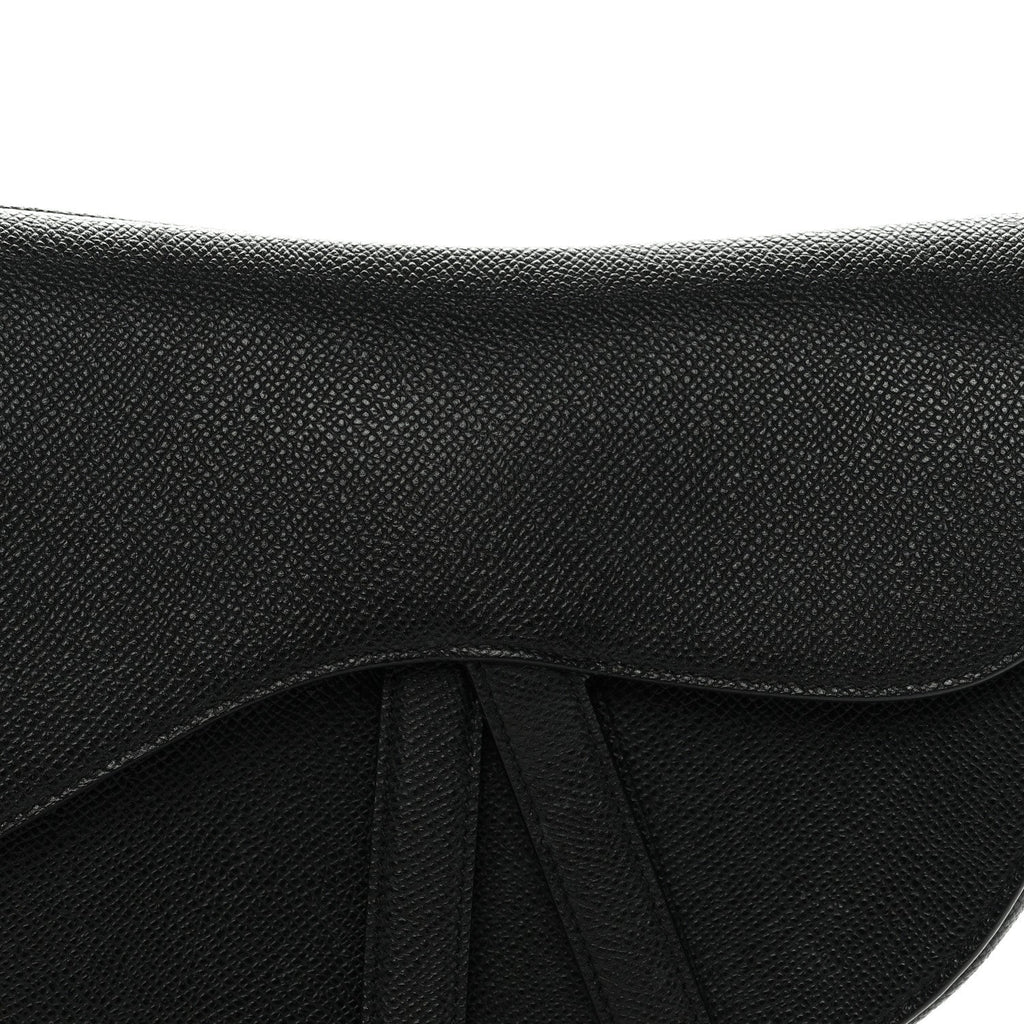 Christian Dior Grained Calfskin Saddle Bag Black