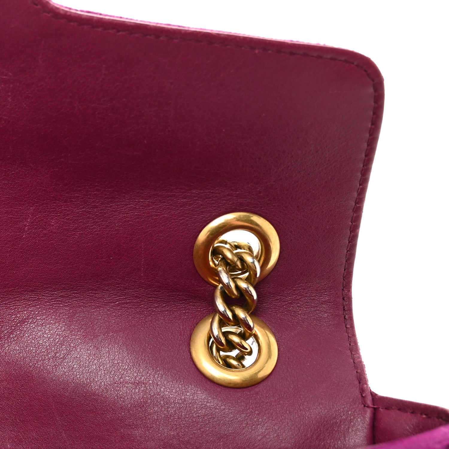 Gucci Velvet Matelasse Small GG Marmont Shoulder Bag Fuchsia Violet Cyclamen