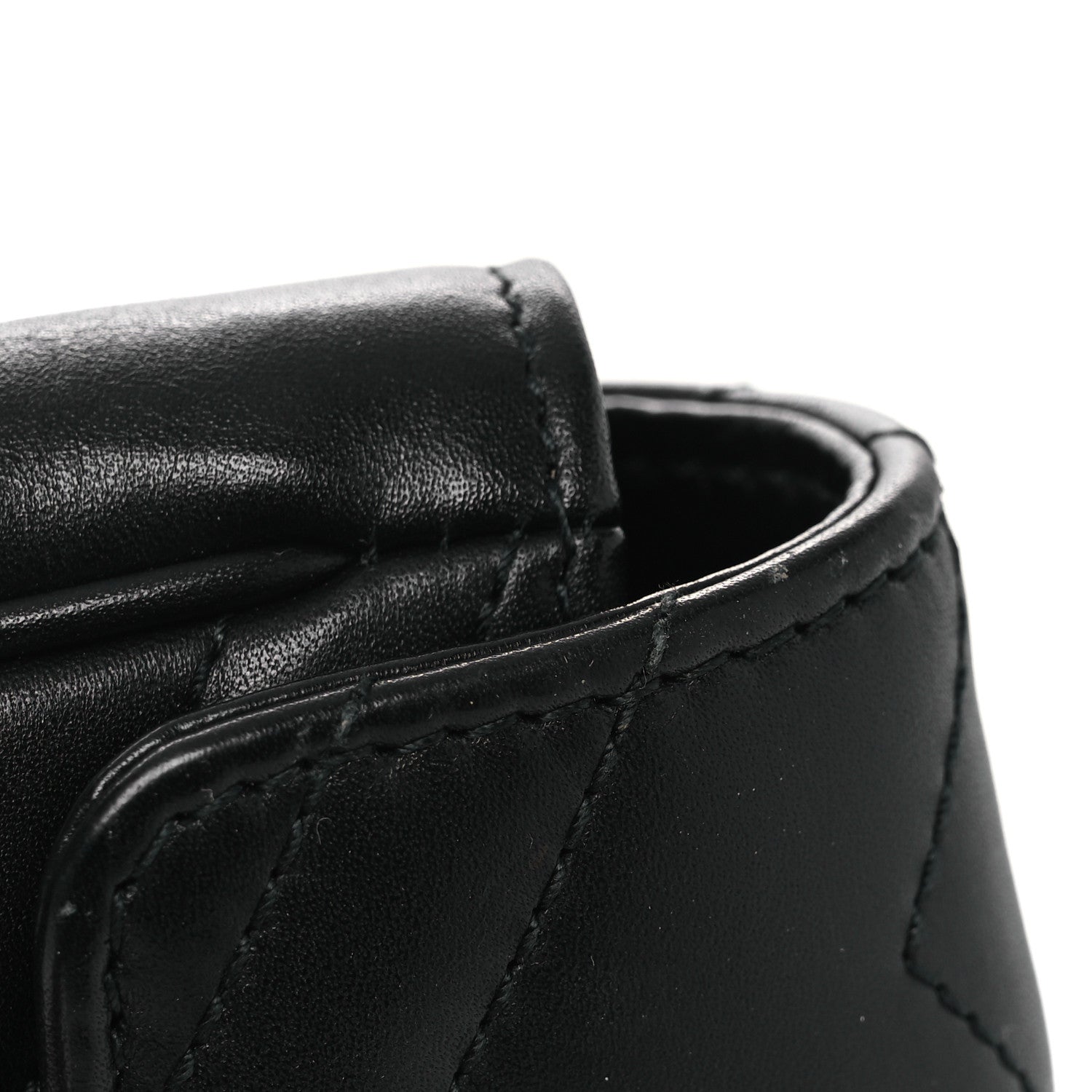 Gucci Calfskin Matelasse Super Mini GG Marmont Shoulder Bag Black