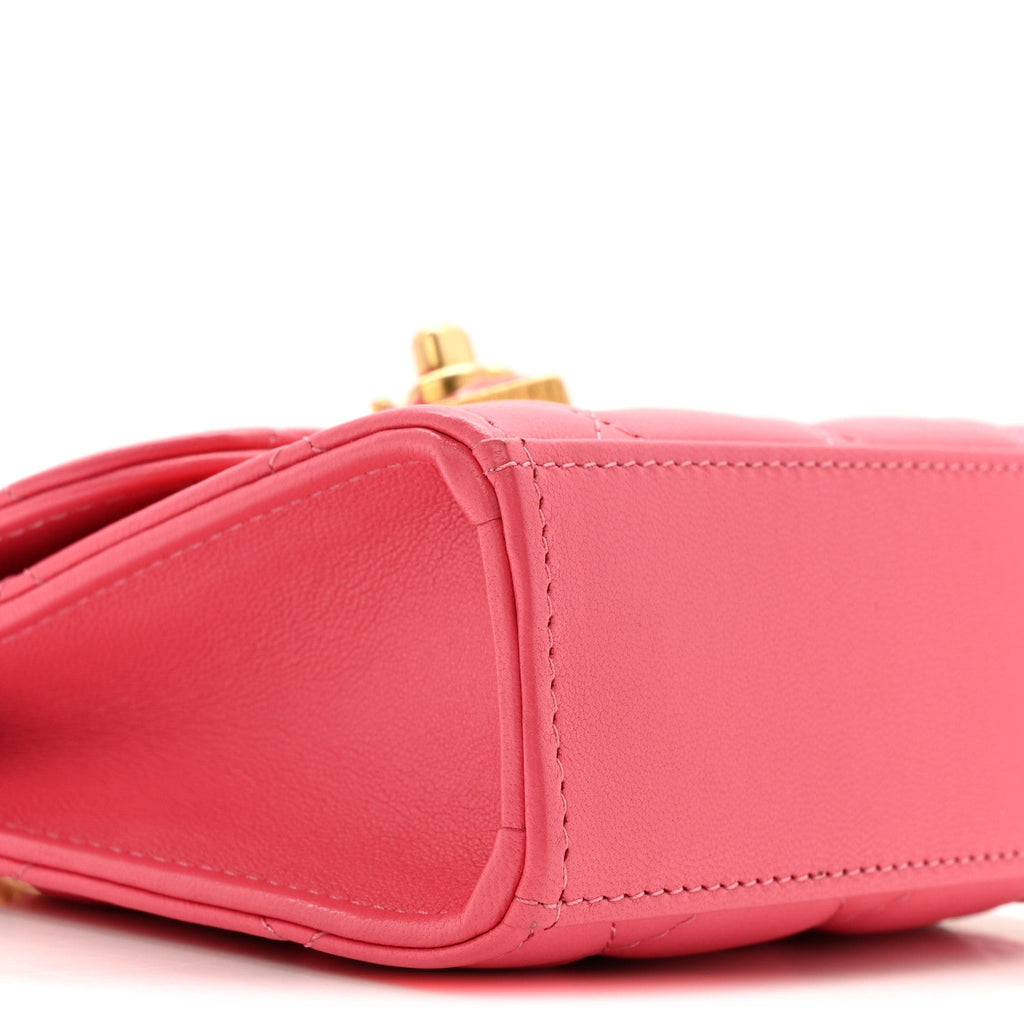 Chanel Lambskin Plexiglass Quilted Coco Love Clutch With Chain Pink