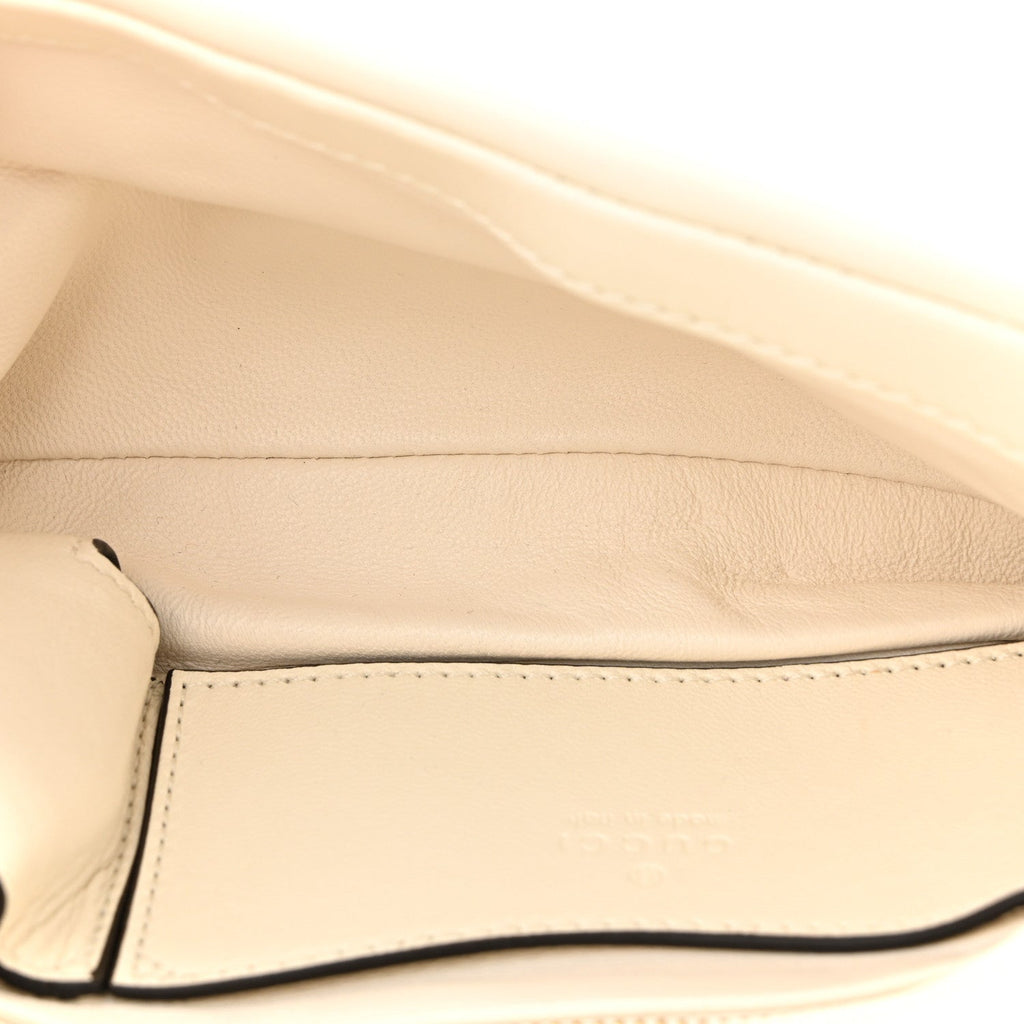 Gucci Lambskin Mini GG Milano Top Handle Shoulder Bag White