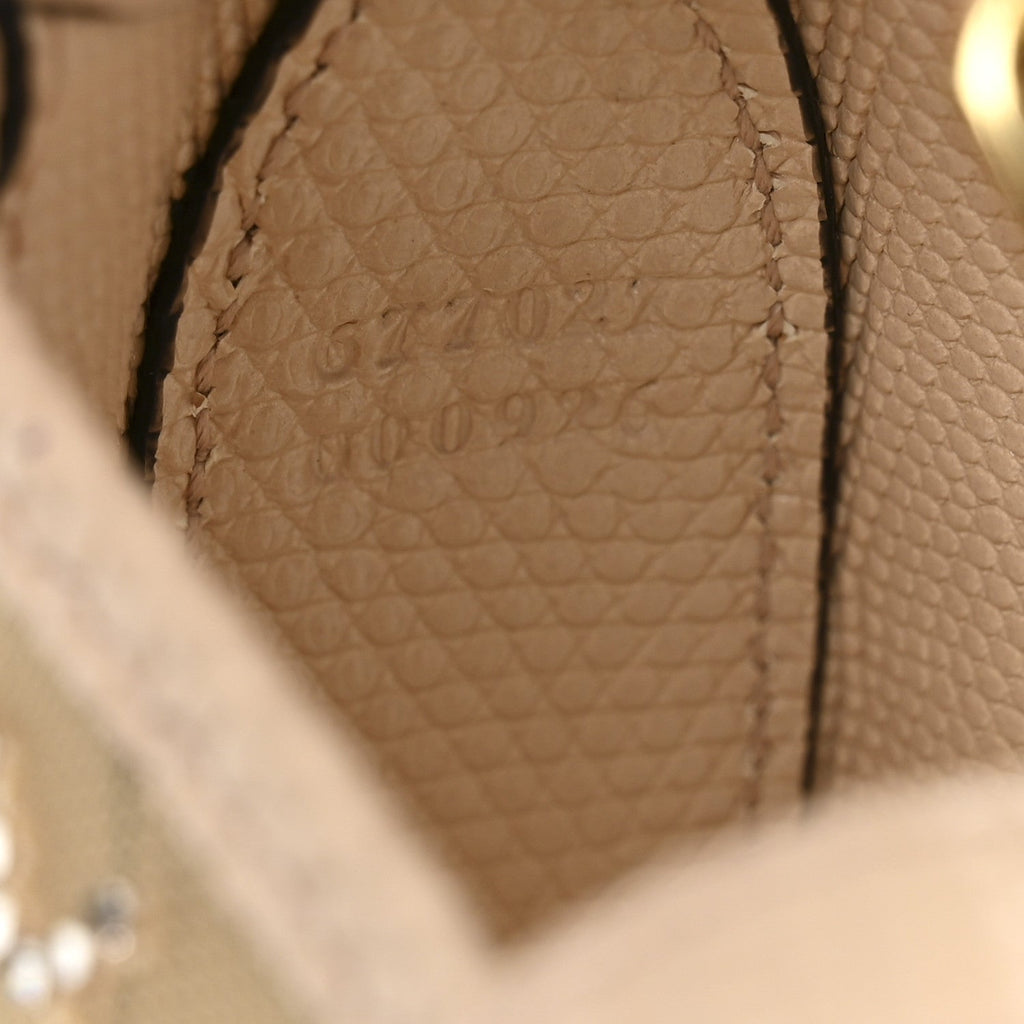 Gucci Lizard Mesh Crystal GG Monogram Mini Jackie 1961 Hobo Light Powder Skin Rose