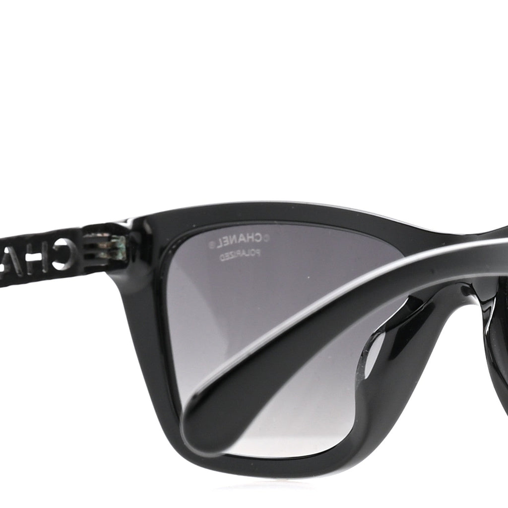 Acetate Metal Polarized Rectangle Sunglasses 5442 Black