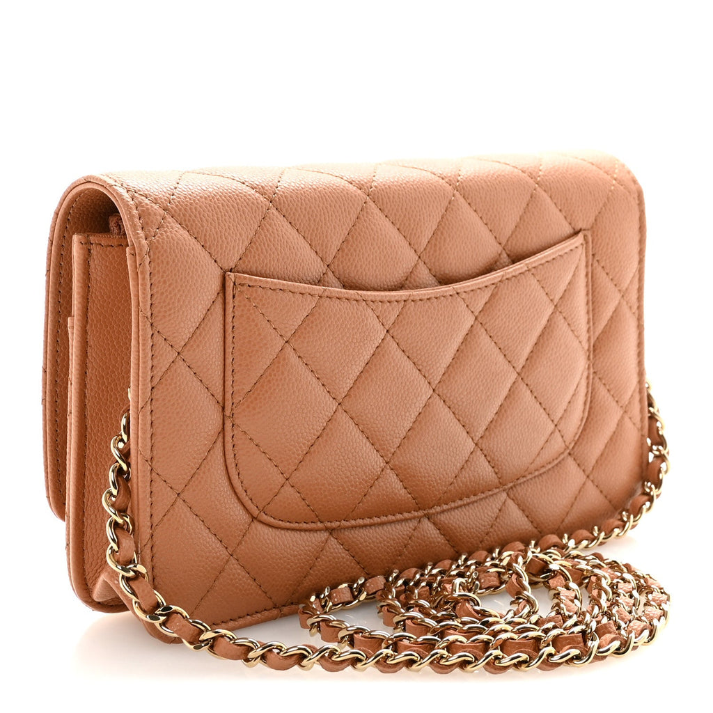 Chanel Caviar Quilted CC Turnlock Wallet On Chain WOC Brown