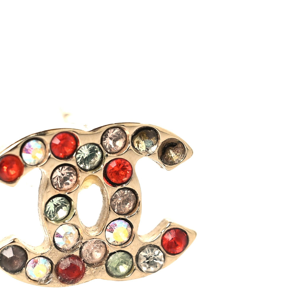 Metal Crystal CC Earrings Gold Multicolor