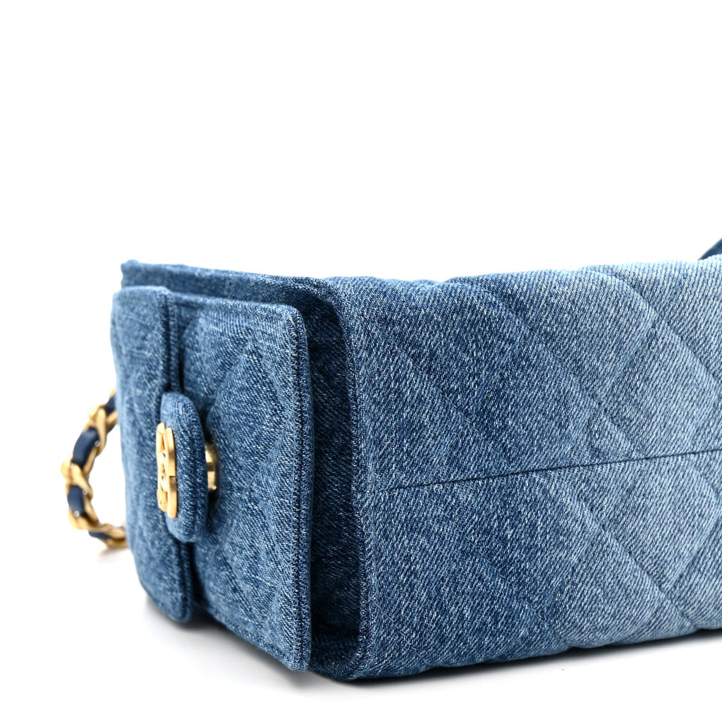 Chanel Washed Denim Quilted Mini Chanel 25 Handbag Blue