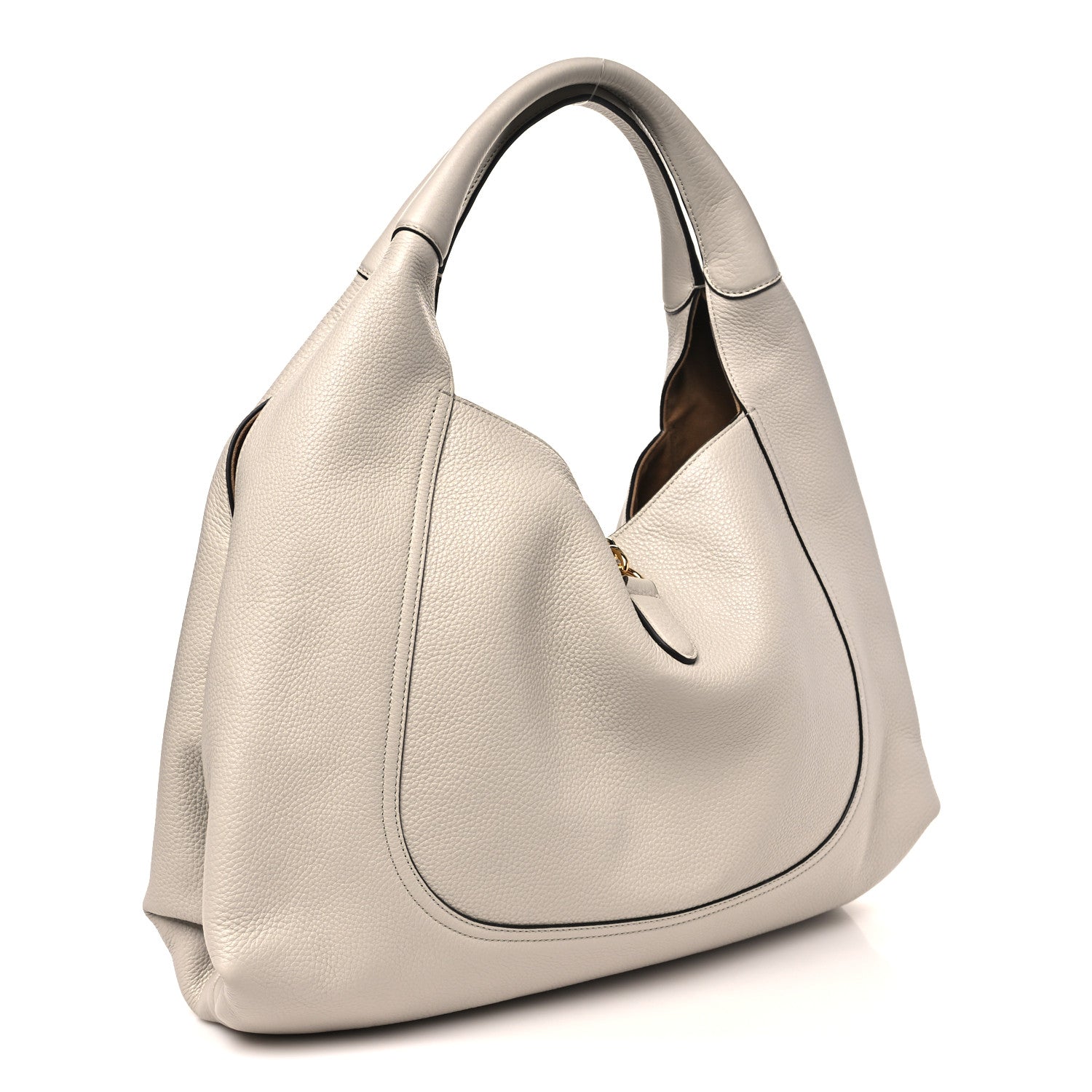 Gucci Grained Calfskin Softbit Maxi Shoulder Bag Taupe