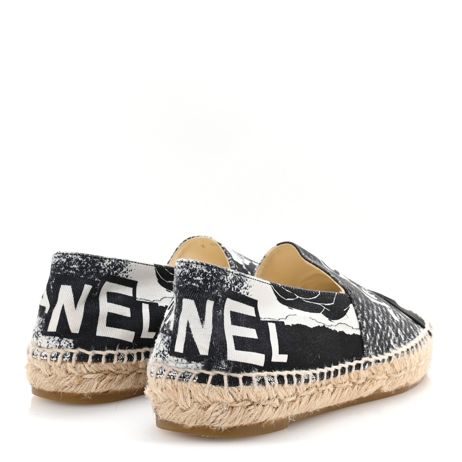 Printed Canvas Grosgrain 31 Rue Cambon Espadrilles 38 Black White