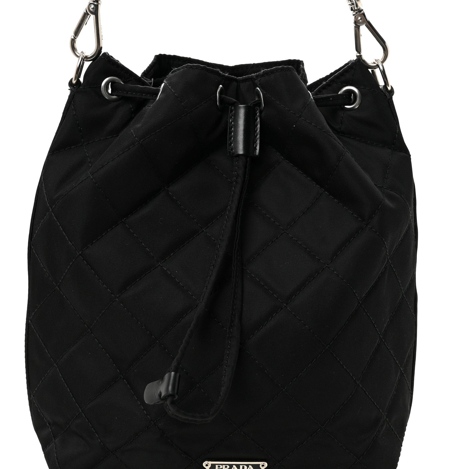 Prada Tessuto Nylon Quilted Drawstring Bucket Bag Black