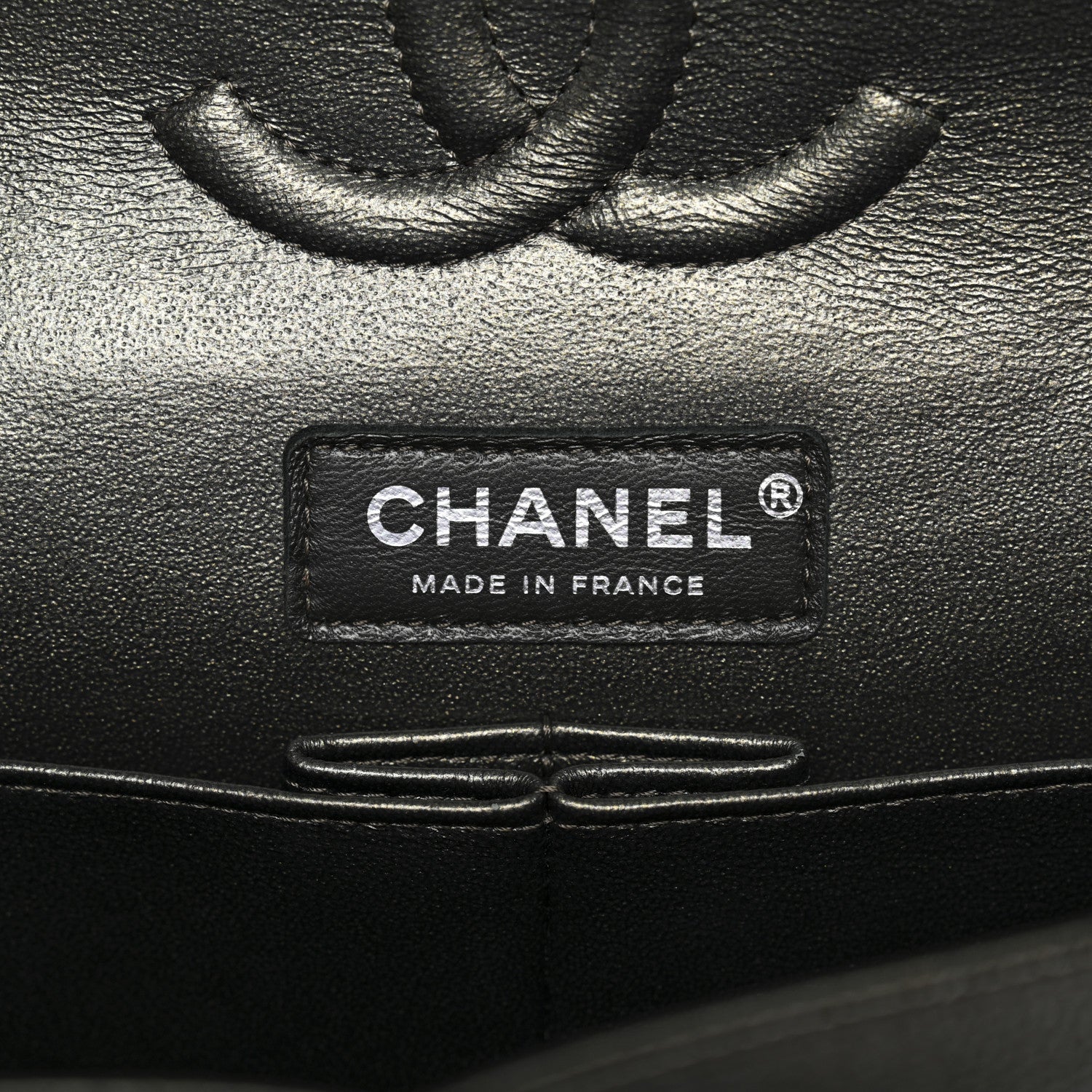 Chanel Metallic Caviar Quilted Medium Double Flap Dark Charcoal
