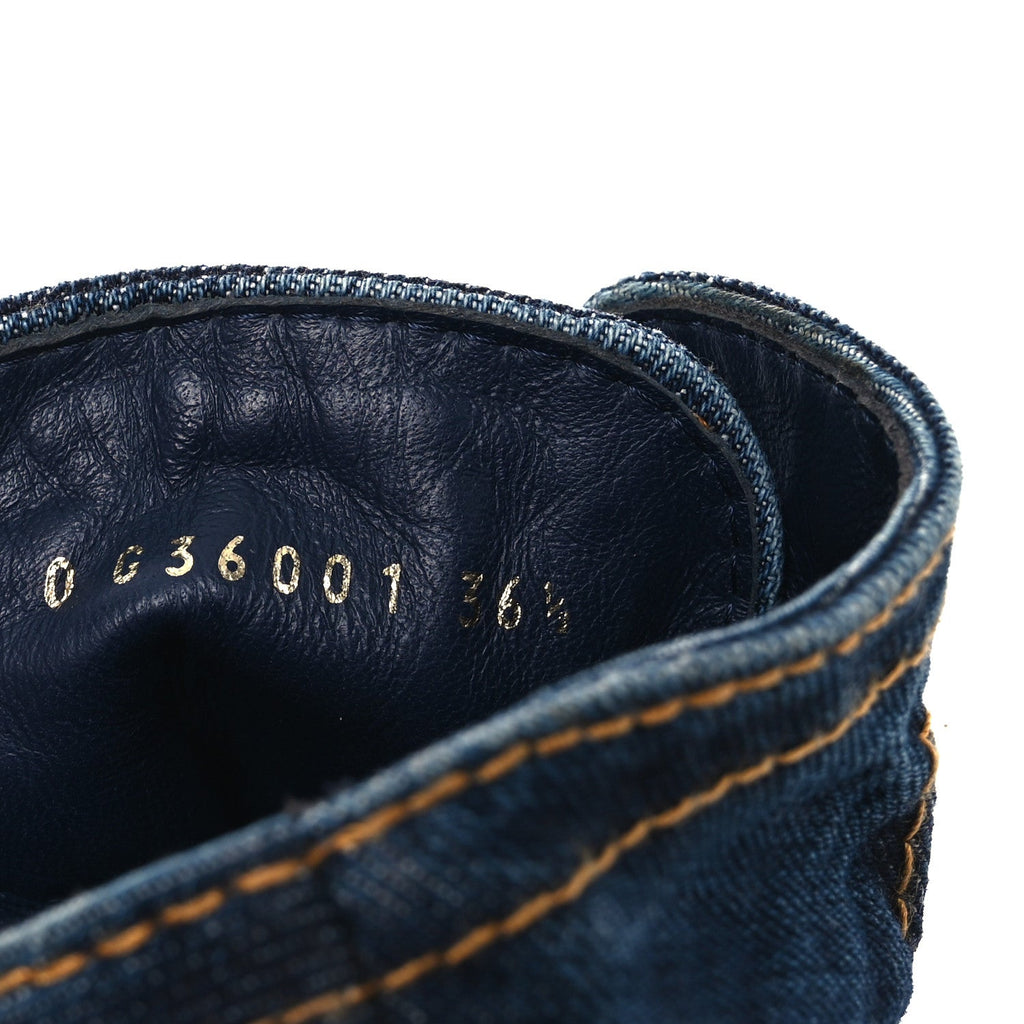 Denim Lace Up Boots 36.5 Navy Blue
