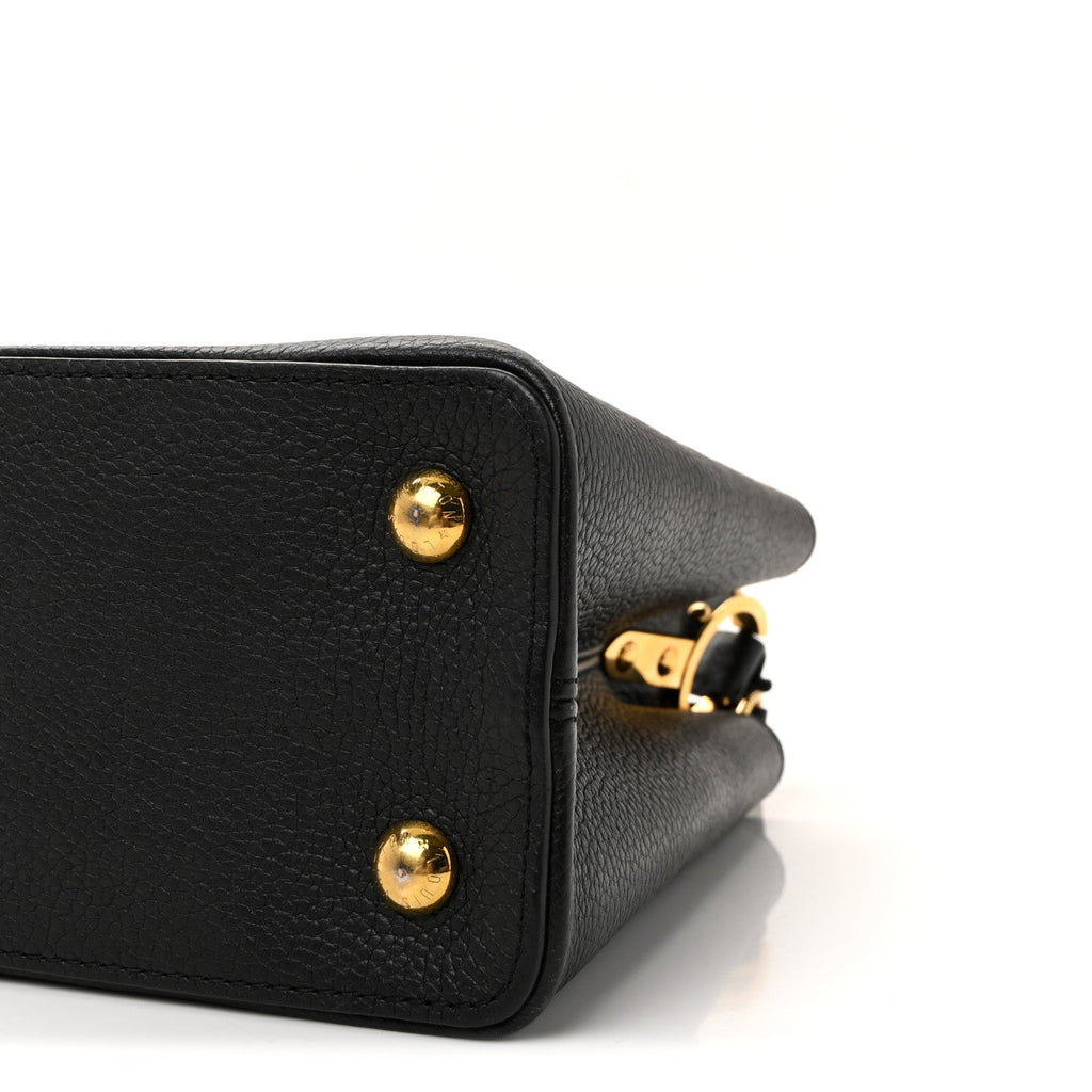 Louis Vuitton Taurillon Snakeskin Iris Blossom Capucines PM Black