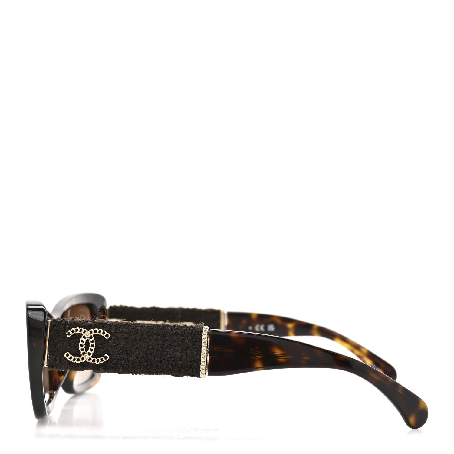 Acetate Tweed Wool CC Rectangle Sunglasses 5514 Tortoise