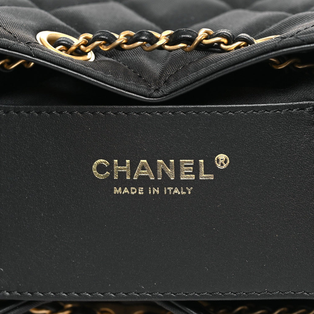 Chanel Canvas Quilted Small Chanel 25 Handbag Black