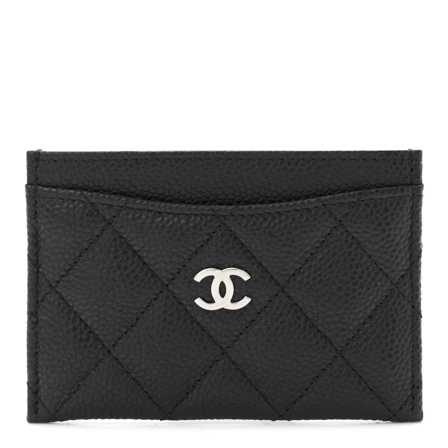 Caviar Quilted Card Holder Black