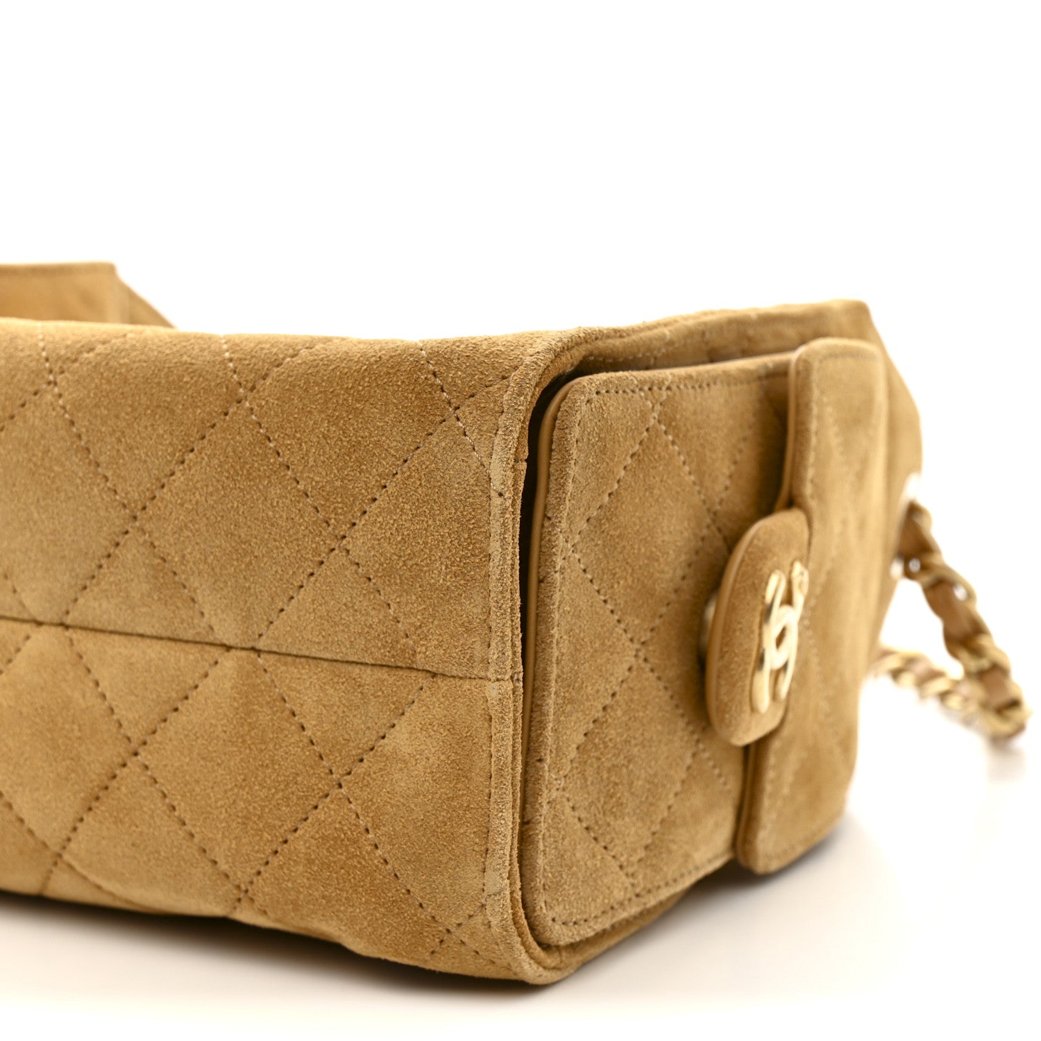 Chanel Suede Quilted Mini Chanel 25 Handbag Beige