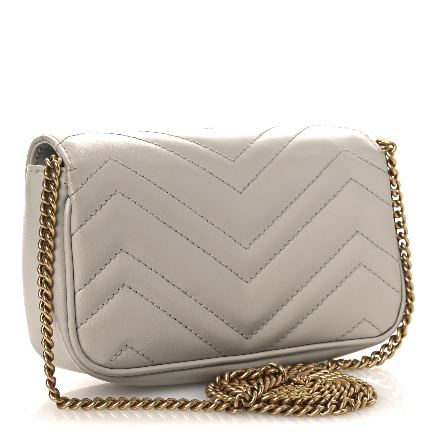 Gucci Calfskin Matelasse Super Mini GG Marmont Shoulder Bag Grey