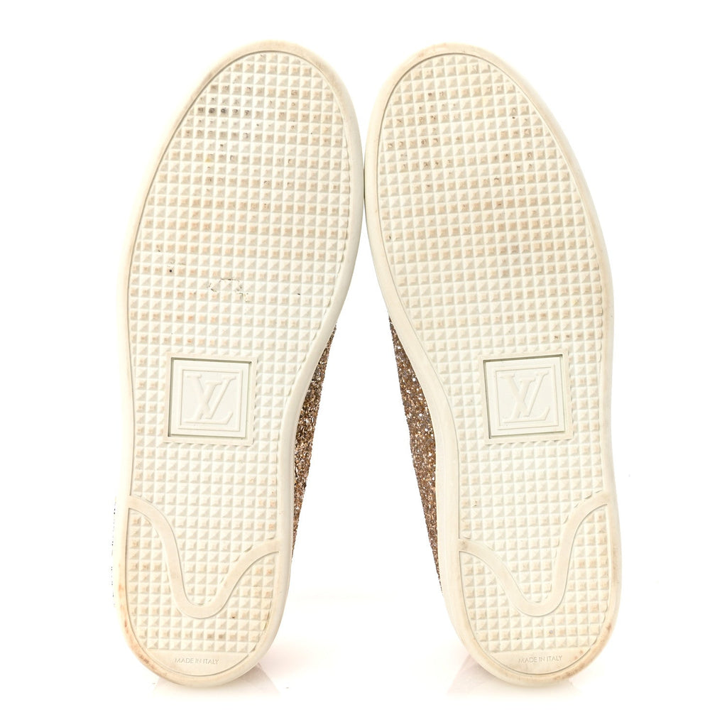 Louis Vuitton Metallic Glitter Frontrow Sneakers 37 Rose Gold