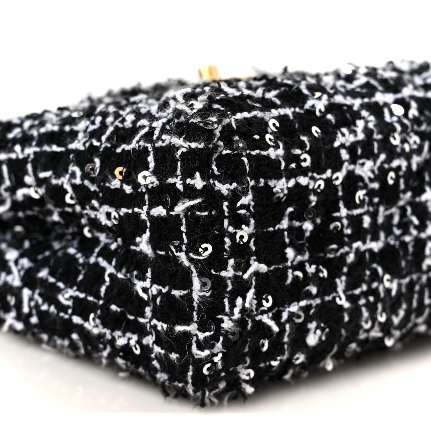 Chanel Tweed Quilted Nano Kelly Shopper Black White