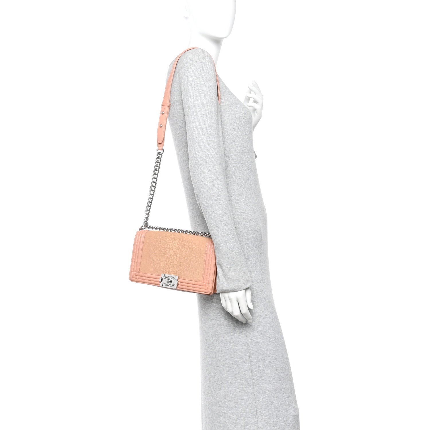 Chanel Galuchat Stingray Medium Boy Flap Pink