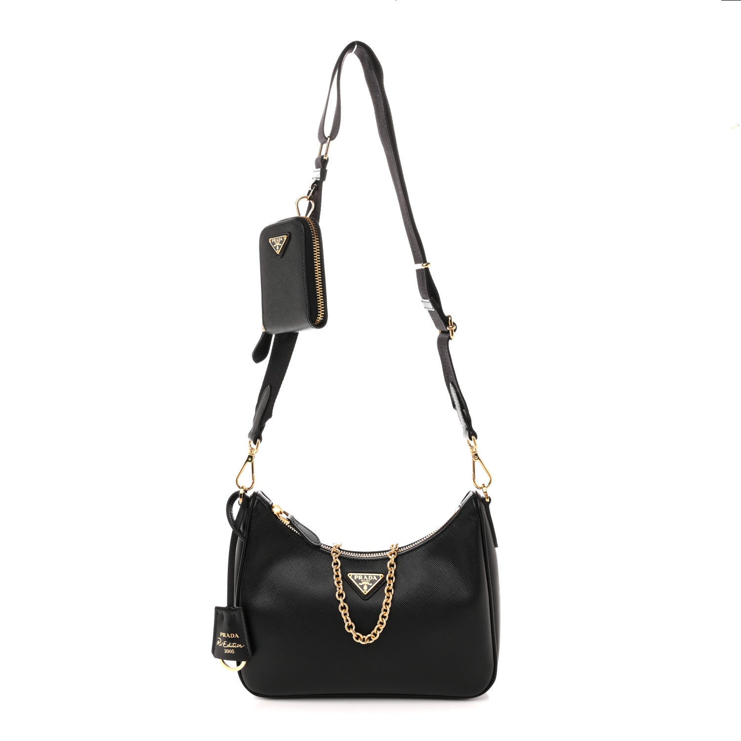 Prada Saffiano Lux Re-Edition 2005 Shoulder Bag Black
