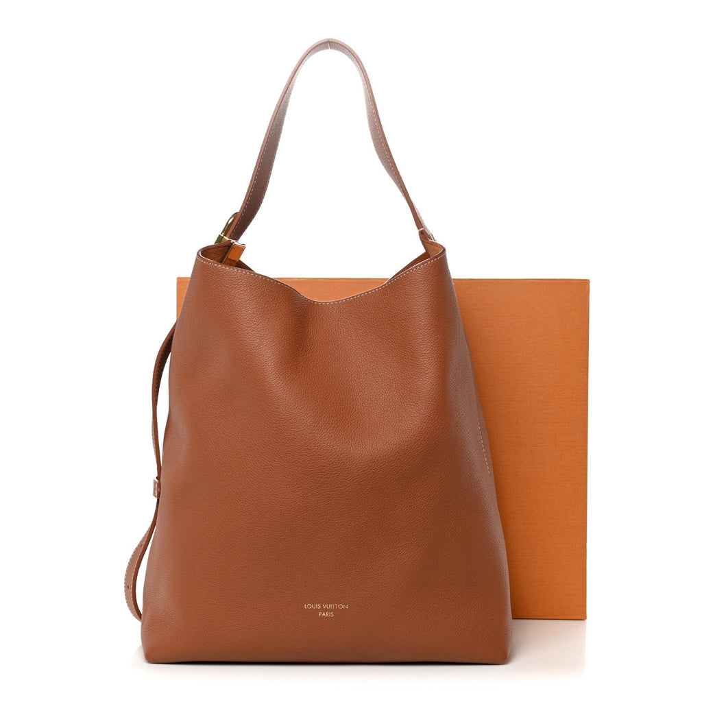 Louis Vuitton Grained Calfskin Low Key Hobo MM Cognac