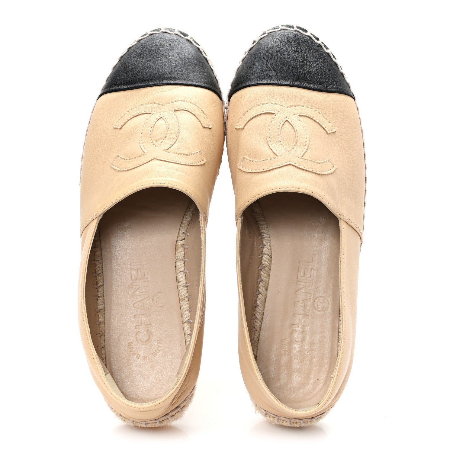 Lambskin CC Espadrilles 37 Beige Black