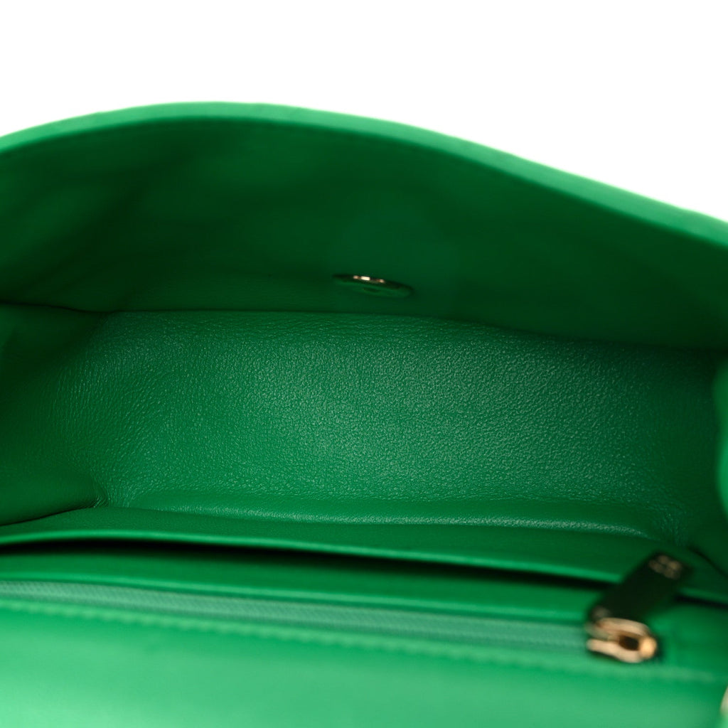 Chanel Lambskin Quilted Mini Square Flap Green