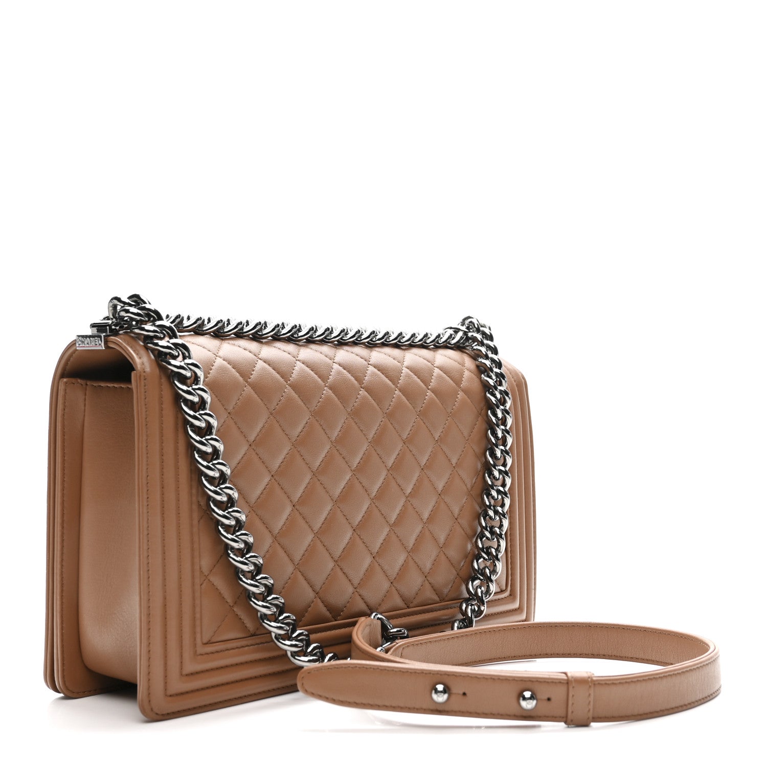 Chanel Calfskin Quilted New Medium Boy Flap Dark Beige
