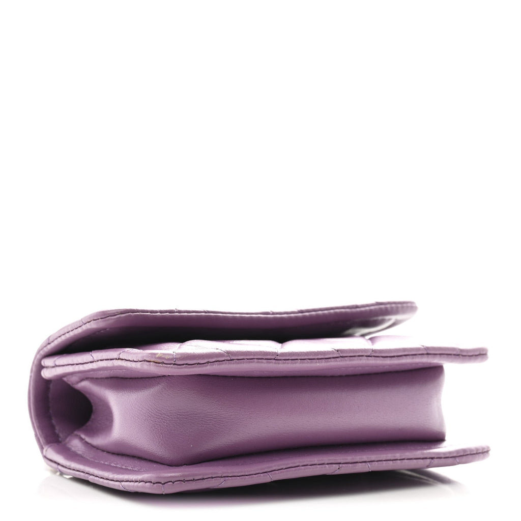 Chanel Shiny Lambskin Quilted Extra Mini Flap Purple