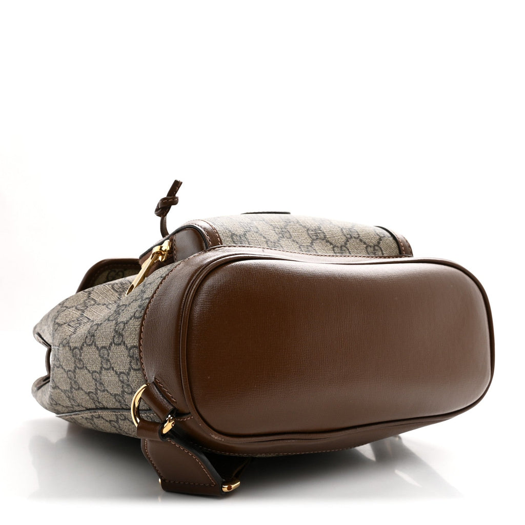 Gucci GG Supreme Monogram Azalea Calfskin Retro Interlocking G Buckle Backpack Beige Ebony Brown Sugar
