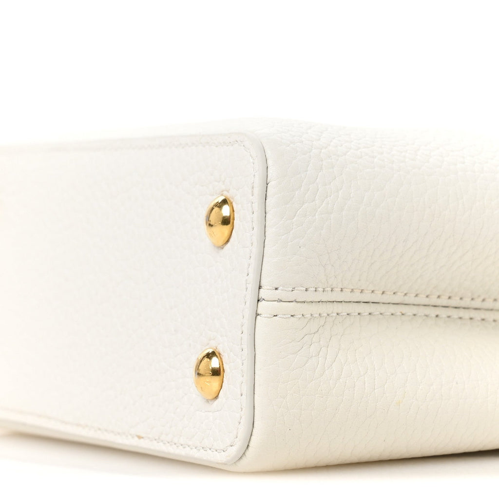Louis Vuitton Taurillon Ayers Capucines Mini White Snow White