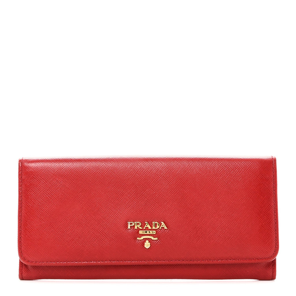 Prada Saffiano Metal Continental Flap Wallet Fuoco