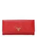 Prada Saffiano Metal Continental Flap Wallet Fuoco